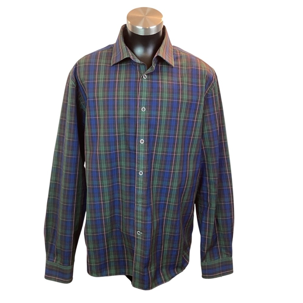 TODD SNYDER Plaid Button Down 2Ply Cotton Casual Shirt